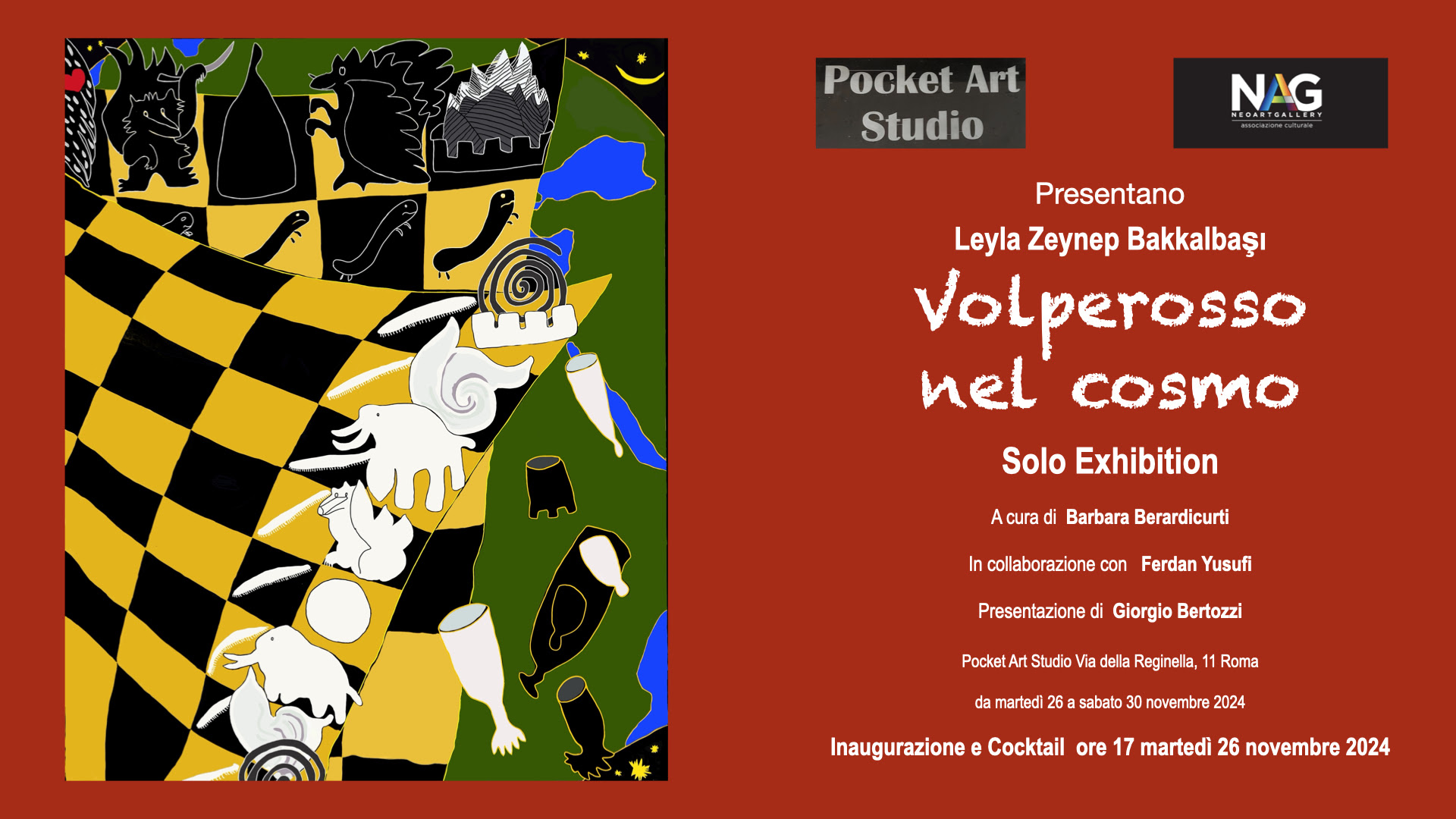 Pocket Art Studio, Roma, presenta Volperosso nel cosmo, Solo Exhibition. Presentazione di Giorgio Bertozzi